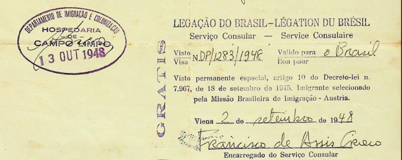 Documento de pessoa migrante na Hospedaria de Imigrantes do Campo Limpo